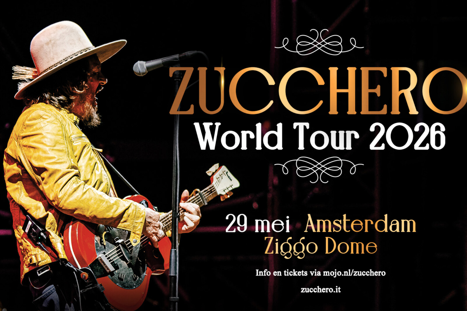 Zucchero komt naar Ziggo Dome op 29 mei 2026 tijdens de 'World Tour 2026'