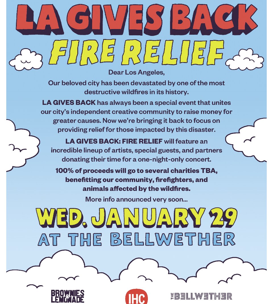 IHeartComix, Brownies & Lemonade, Another Planet Entertainment & Teragram will present the 7th edition of LA GIVES BACK fundraiser at The Bellwether