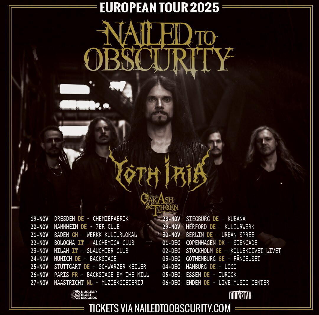 nailed to obscurity Announce European Headline Tour For Autumn 2025