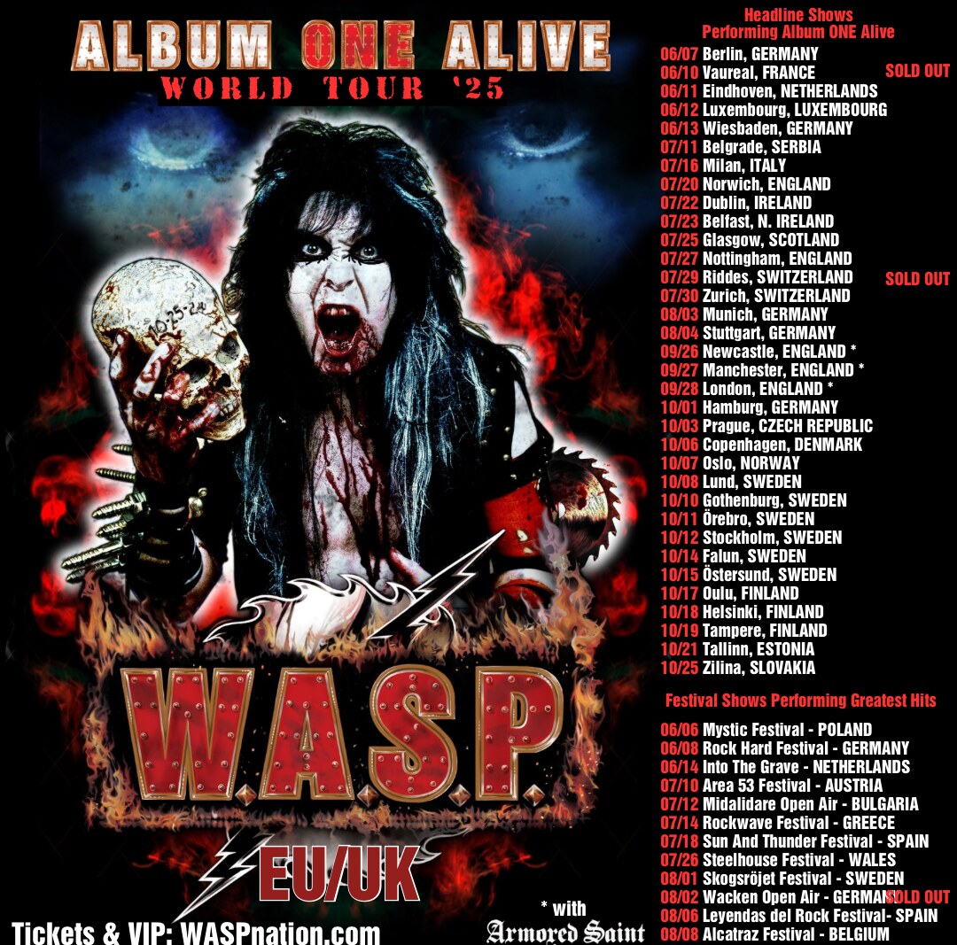 W.A.S.P. Announce More Dates in Europe and UK for 2025 Album ONE Alive World Tour
