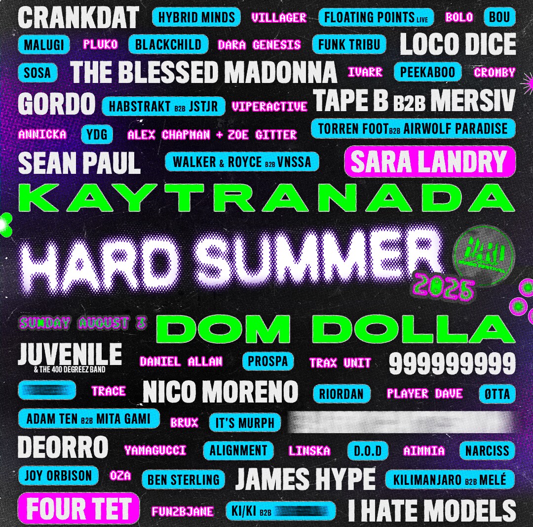 HARD Summer Announces Four Tet, Floating Points, Sara Landry, Marlon Hoffstadt, Overmono, Joy Orbison, 999999999, KI/KI + More for 2025 Lineup