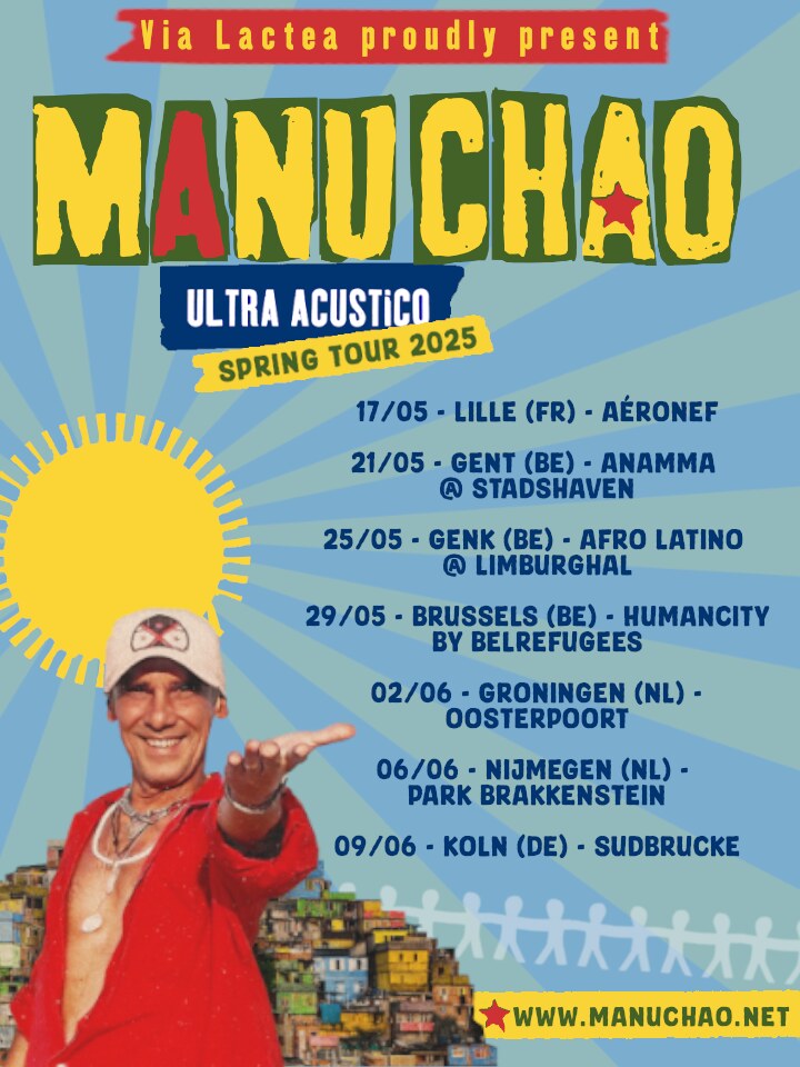Manu Chao - ‘Ultra Acoustic Tour’. Live in België in mei.