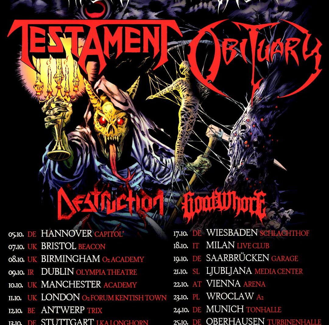 Testament Announce 2025 EU/UK Co-Headline Tour With Obituary + Supports Destruction And Goatwhore