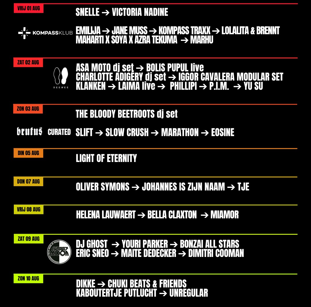 Lokerse Feesten verwelomt Snelle, Dikke, Brutus cureert, DeeWee, Kompass, Cherry Moon en veel meer