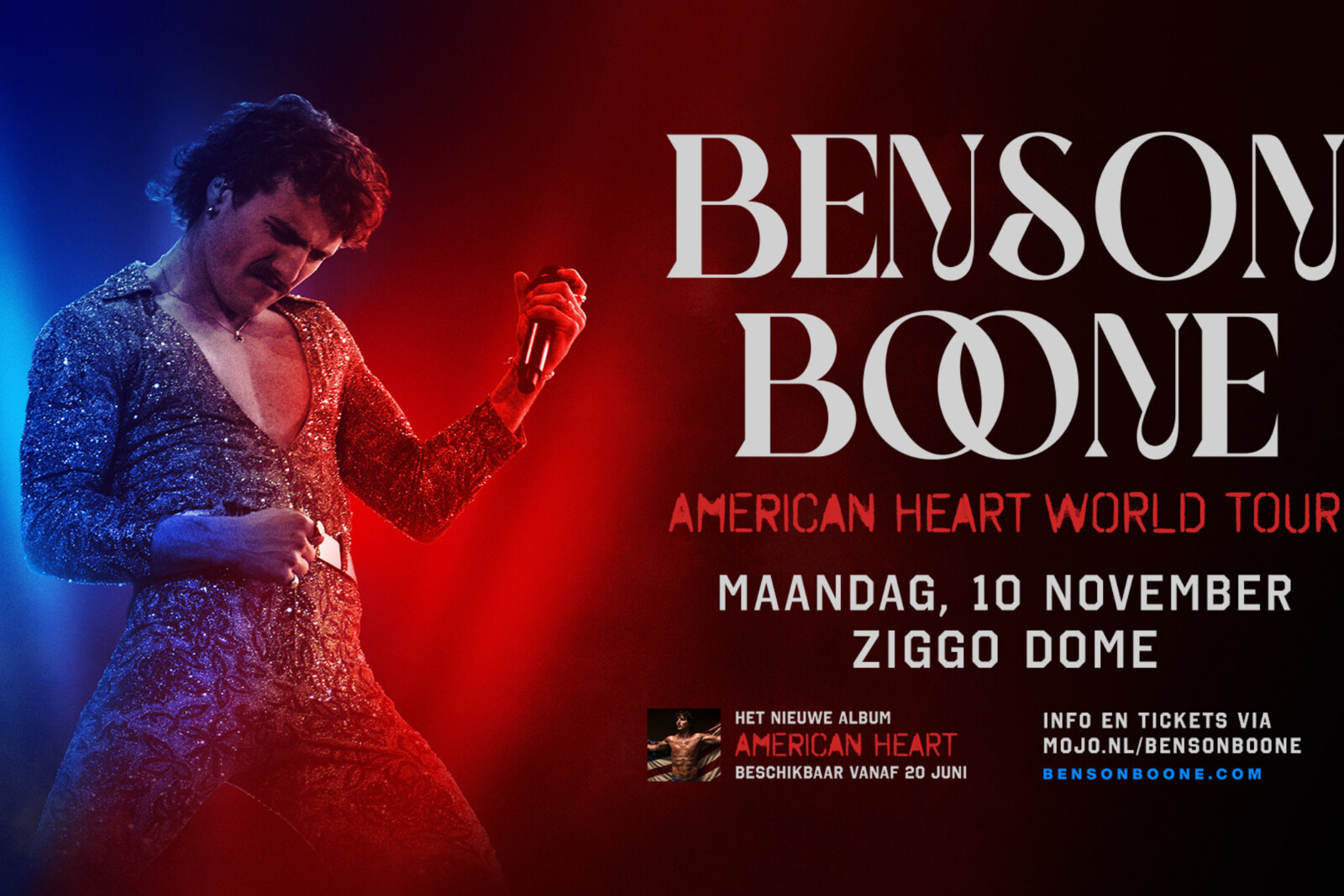 Benson Boone presenteert de American Heart World Tour op 10 november in Ziggo Dome