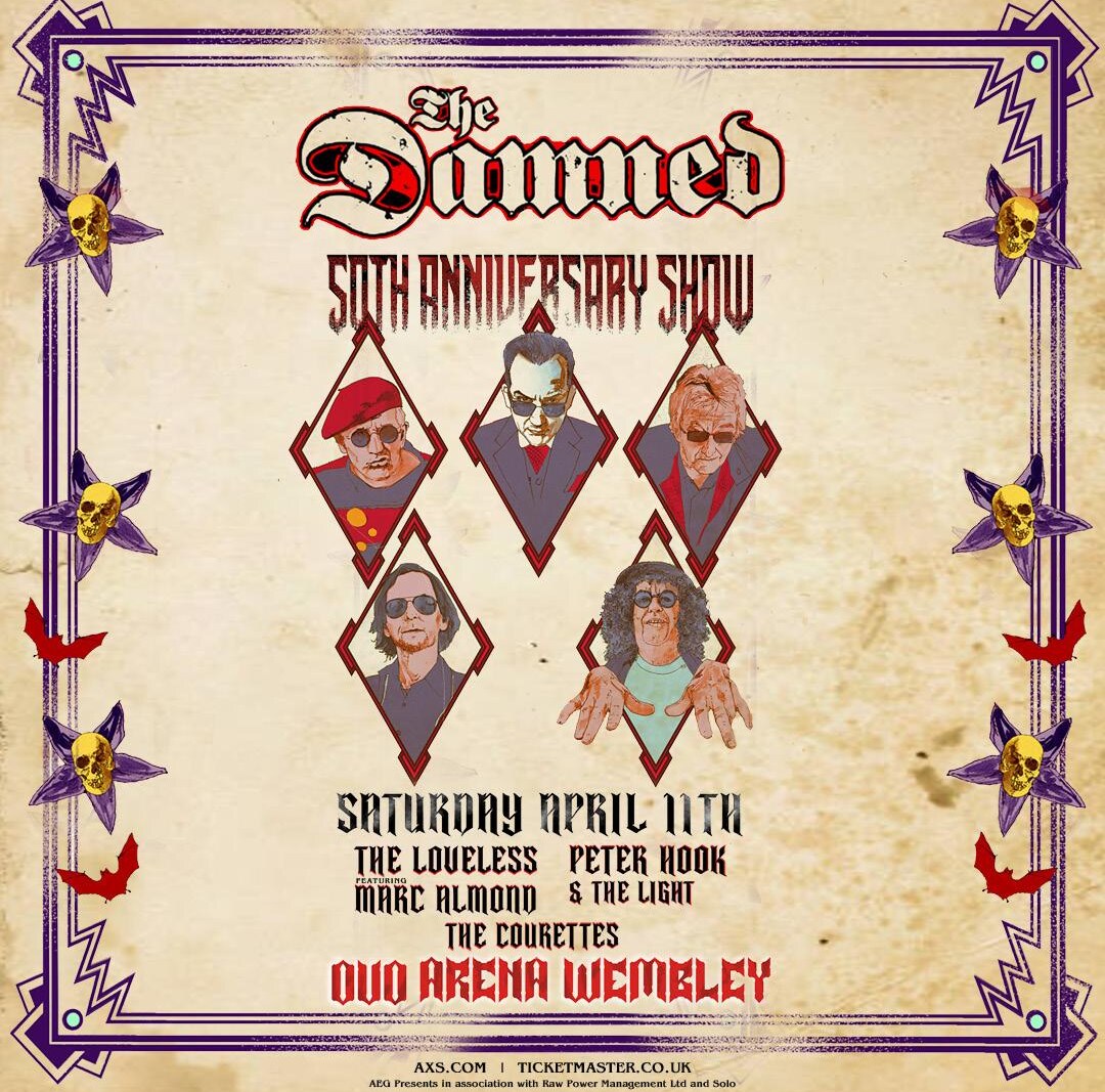 The Damned have announced a special 50th anniversary show at OVO Arena Wembley on Friday 11th April 2026