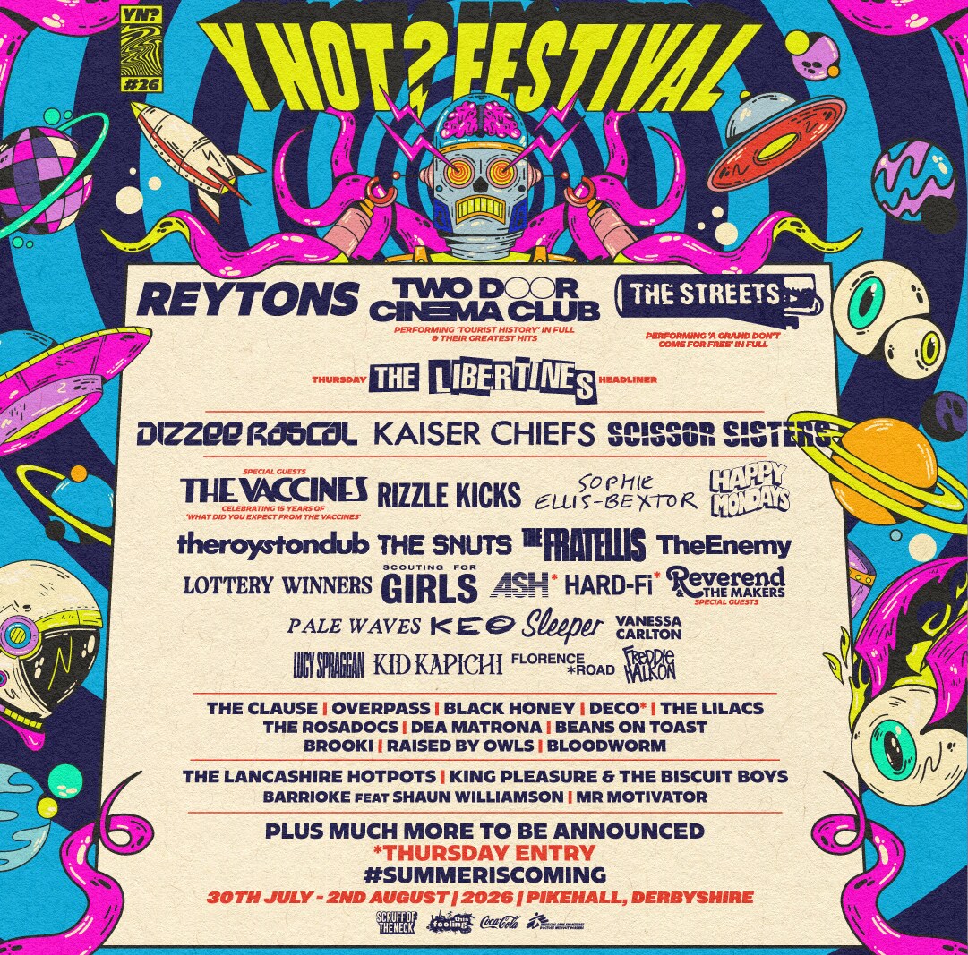 Y Not Festival announces 2026 lineup including Reytons, Two Door Cinema Club, The Streets, The Libertines