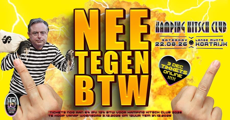 Kamping Kitsch Club zegt NEE tegen de BTW!