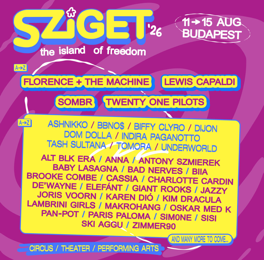 Twenty One Pilots, SOMBR, Florence + The Machine en Lewis Capaldi naar Sziget 2026