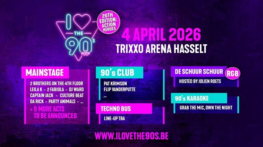 'I love the 90's - The party' dropt iconische extra namen voor 20ste editie