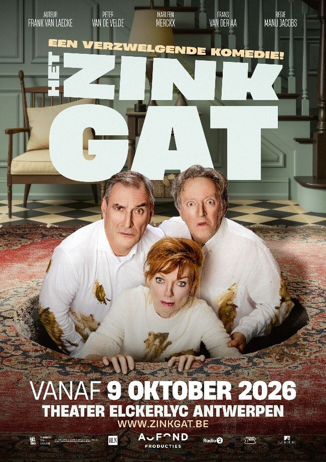 AuFond  Producties lanceert nieuwe tragikomedie HET ZINKGAT - van Frank Van Laecke met Marleen Merckx, Peter Van de Velde & Frans Van der Aa.