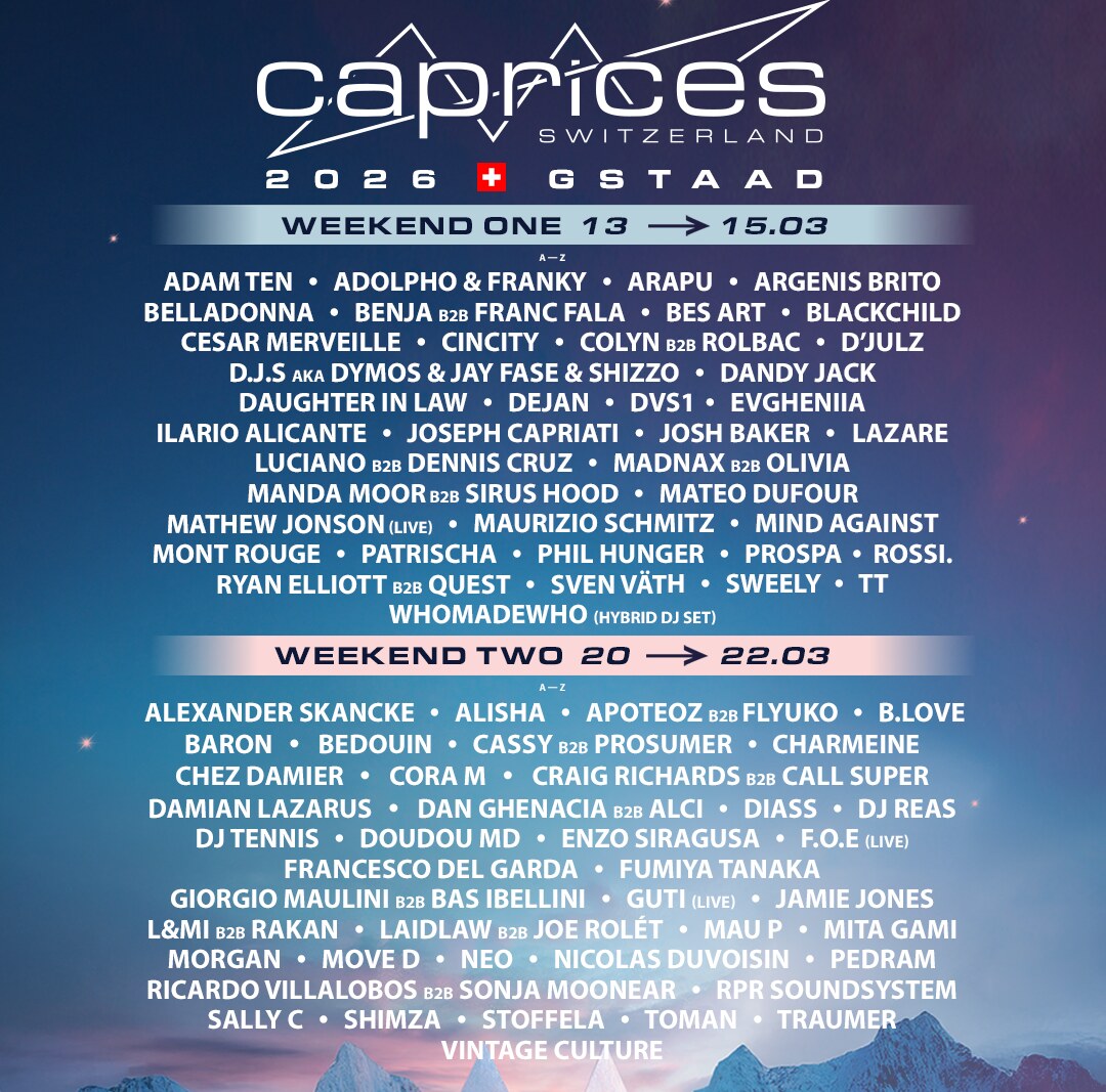 Caprices 2026 Unveils Full Lineup ft Slapfunk, Chez Damier, Fumiya Tanaka, D’Julz, Doudou MD, Enzo Siragusa, Mathew Jonson, Prospa, Sweely + More