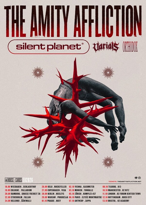 The Amity Affliction Announce European Headline Tour For Fall 2026 – New Album "House Of Cards"Out April 24 Via Pure Noise Records