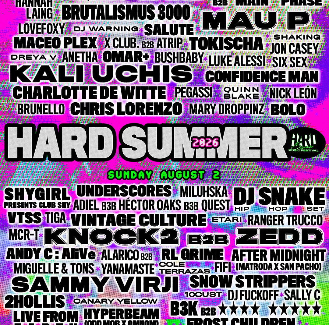 HARD Summer Announces Brutalismus 3000, Charlotte de Witte, Amelie Lens, Maceo Plex, Tiga, VTSS, salute, Six Sex, MCR-T + More for 2026 Lineup