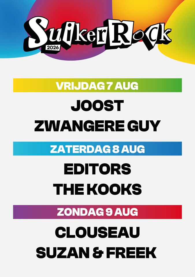 Joost en Zwangere Guy headlinen Suikerrock op vrijdag