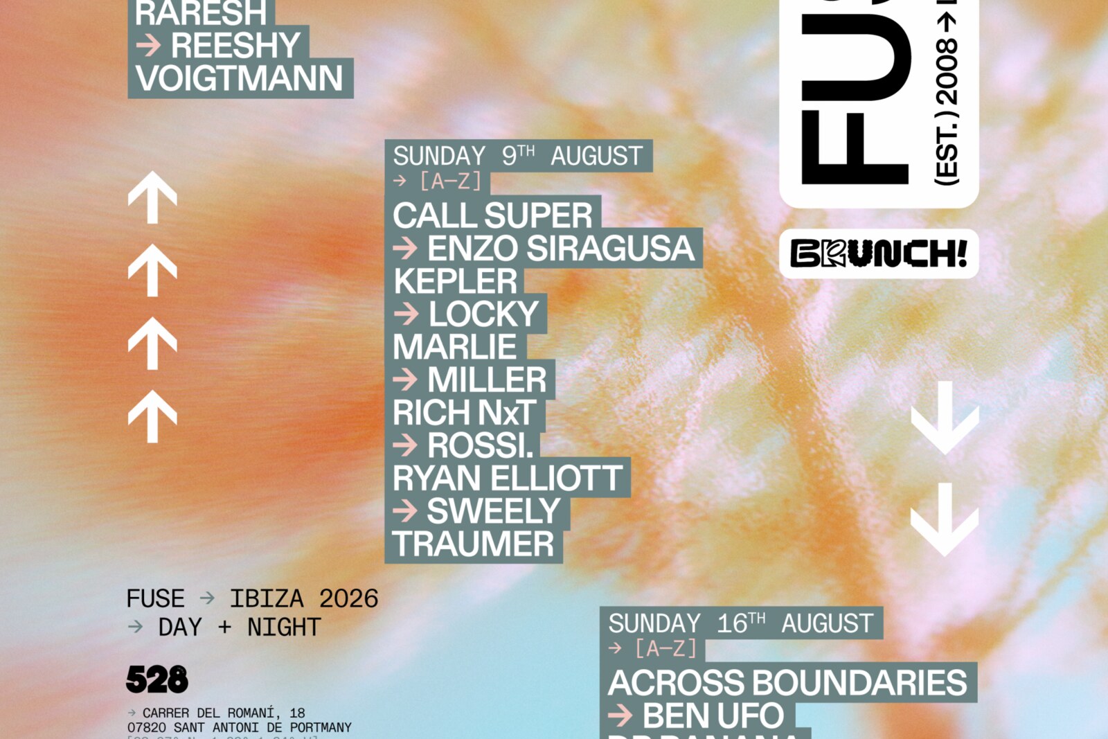 Fuse and Brunch Electronik announce packed Ibiza residency at 528 this August - Dates and Line up.