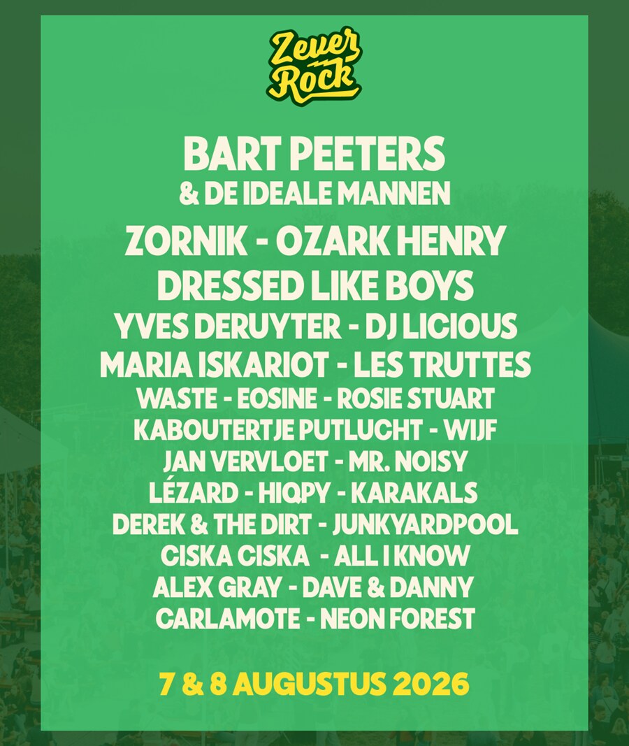 Zeverrock 2026 maakt line-up compleet met negen nieuwe namen