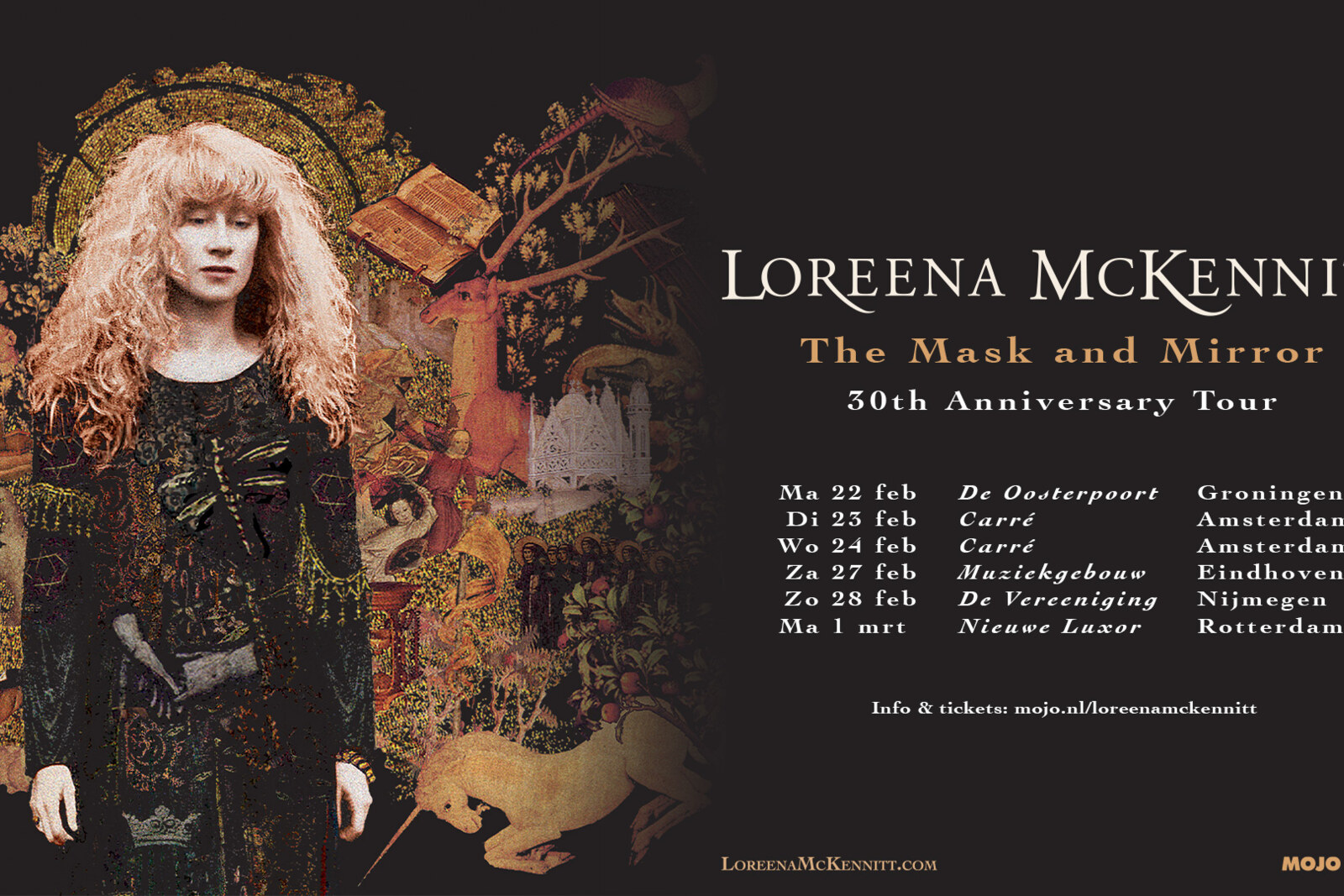 Loreena McKennitt komt naar o.a. Carré en Nieuwe Luxor tijdens 'The Mask and Mirror' tour