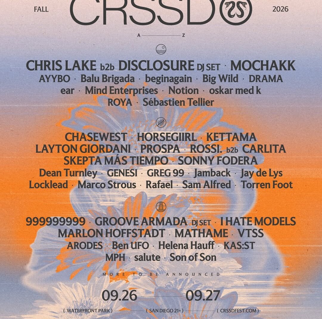 CRSSD Festival announces Skepta Más Tiempo, Ben UFO, horsegiirl (Live), Marlon Hoffstadt, VTSS + more for Fall 2026 edition