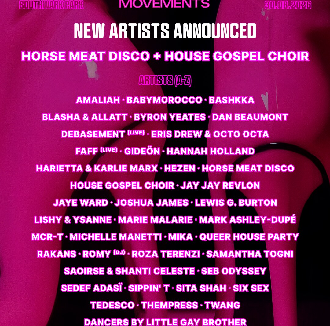 Body Movements 2026: London’s Foremost Radical Queer DIY Dance Music Gathering adds Horse Meat Disco & House Gospel Choir