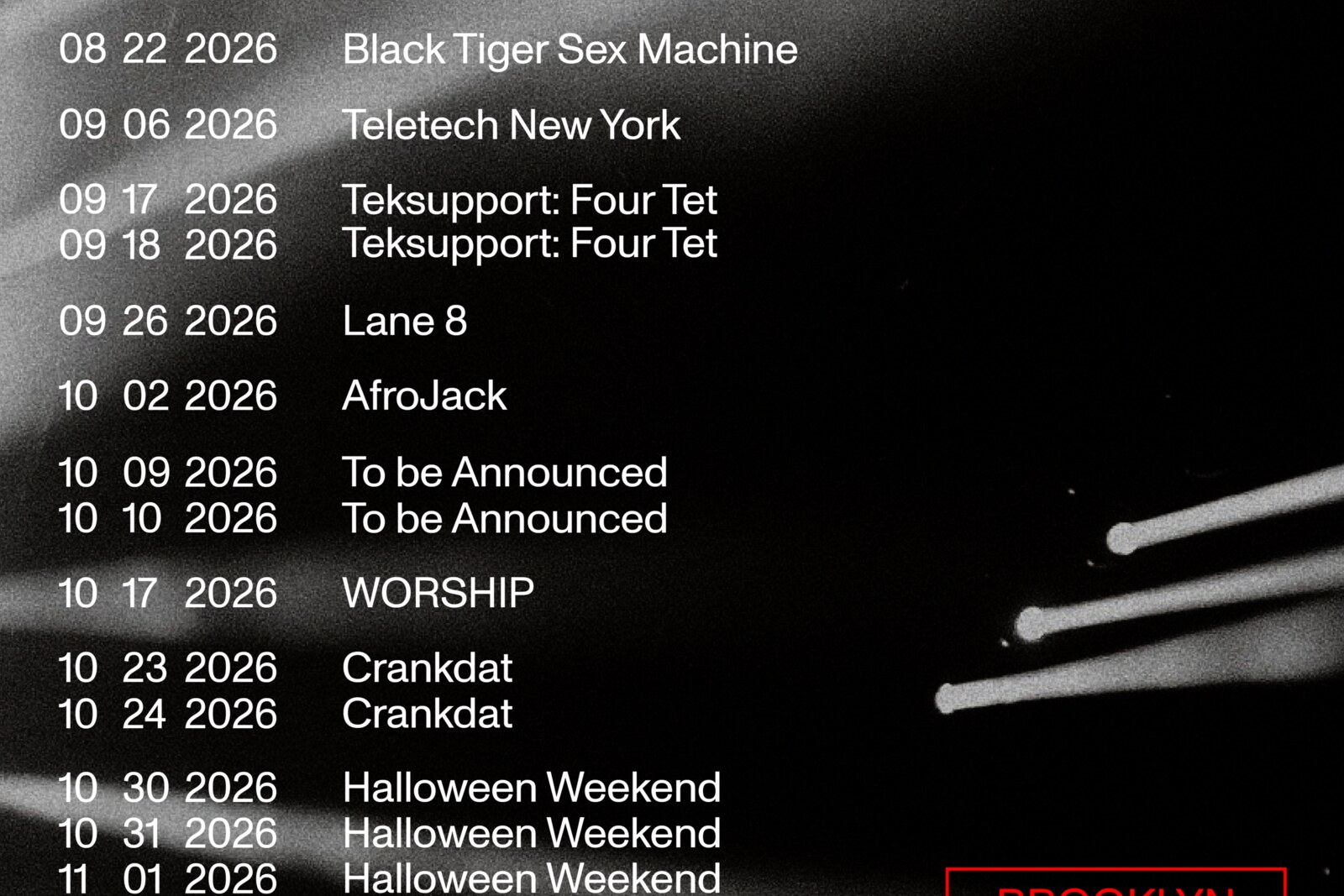 Brooklyn Storehouse Announces Next Phase of Closing Season Ft. Four Tet, Max Dean b2b Luke Dean, Afrojack + more