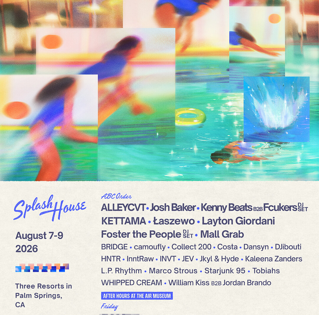Splash House in Palm Springs Announces 2026 Lineups ft. Kenny Beats b2b Fcukers (DJ Set), Tiga, Prospa, Mall Grab, KETTAMA + more