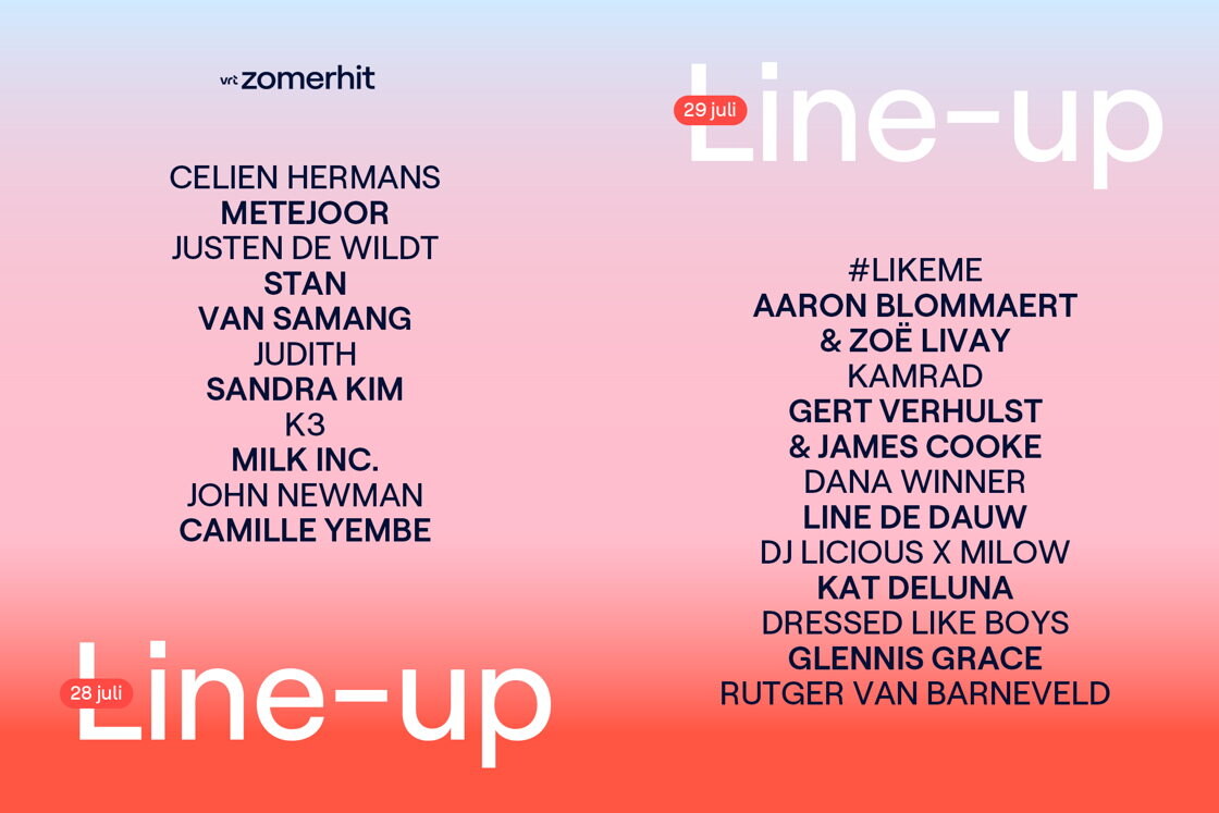 Klaar voor zon, zee en muziek! Ontdek de line-up van VRT Zomerhit