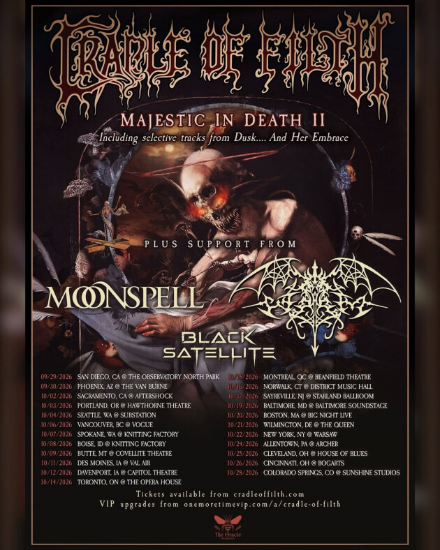 Moonspell Announce North American Tour as Special Guests of CRADLE OF FILTH