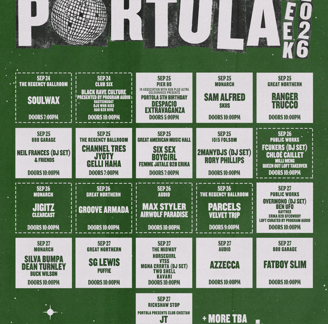 Goldenvoice Announces Portola Week 2026 ft. DESPACIO, Soulwax, Fatboy Slim, Groove Armada, Max Styler, horsegiirL, Overmono (DJ Set) + more