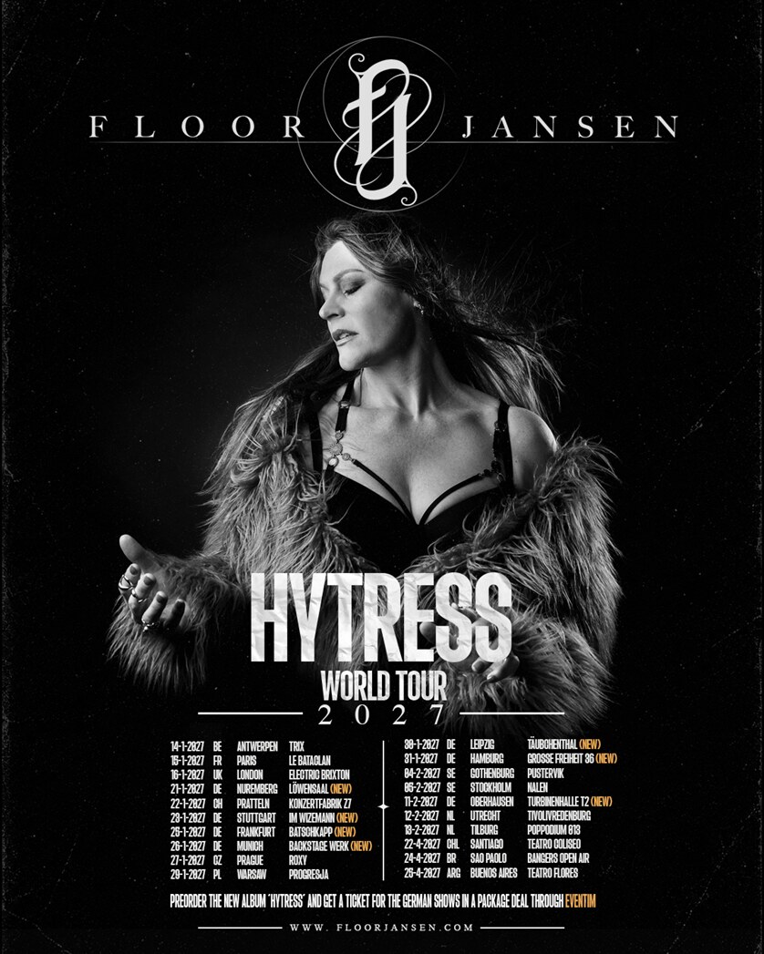 Nederlandse zangeres Floor Jansen kondigt vandaag haar nieuwe (tweede) solo-album 'Hytress' aan voor vrijdag 15 januari 2027