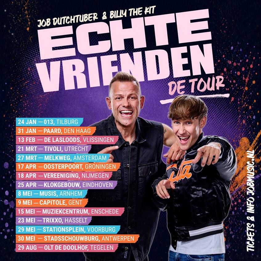 JOB Dutchtuber & Billy The Kit komen met nieuwe tour 'ECHTE VRIENDEN' naar België