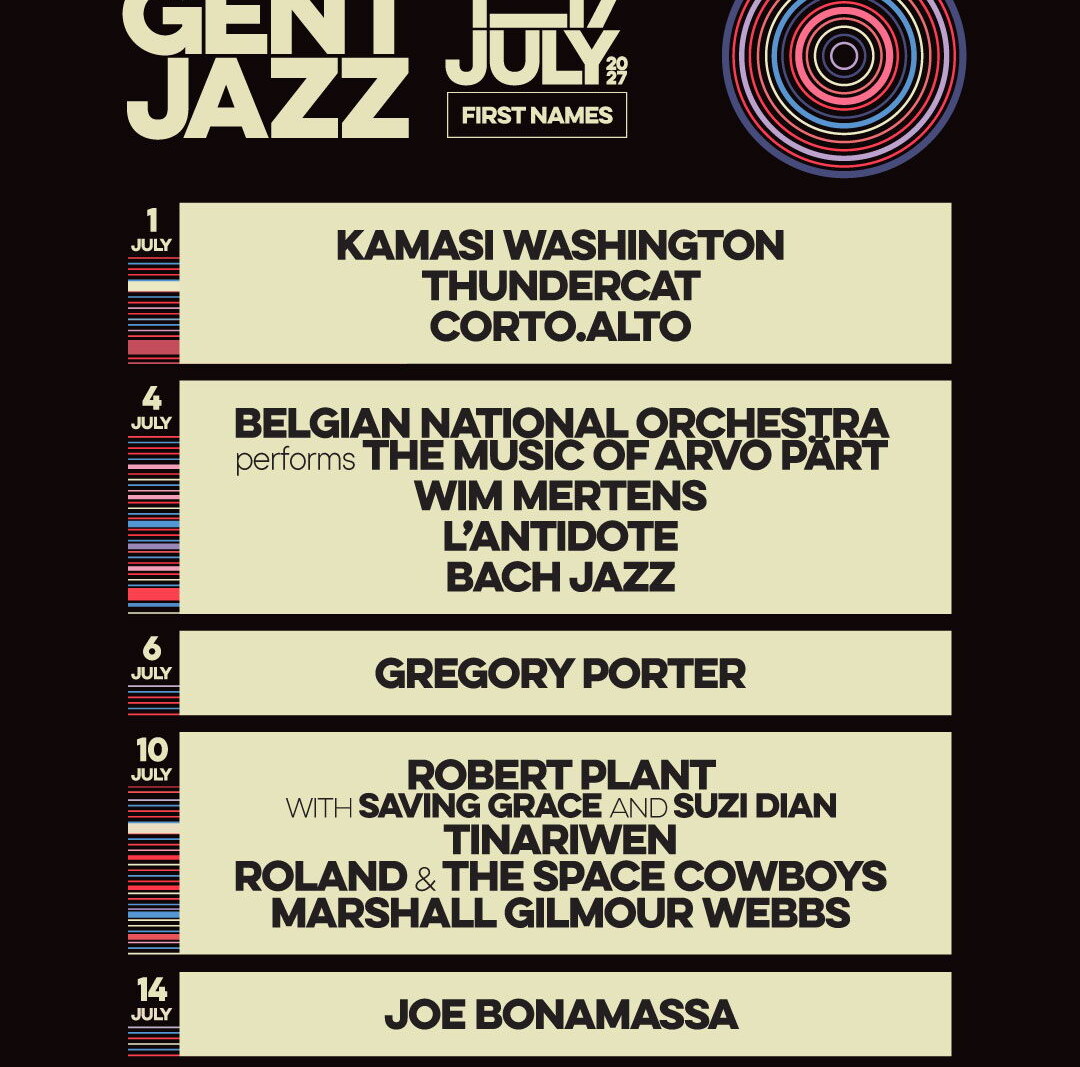 Gent Jazz lost eerste dertien namen voor editie 2027: Thundercat, Gregory Porter, Robert Plant, Kamasi Washington, Tinariwen & meer