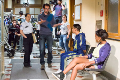 Setbezoek verfilming: "Black" @ Colignonplein Schaarbeek, foto 54, foto's door Guy Danneels - FrontView Magazine